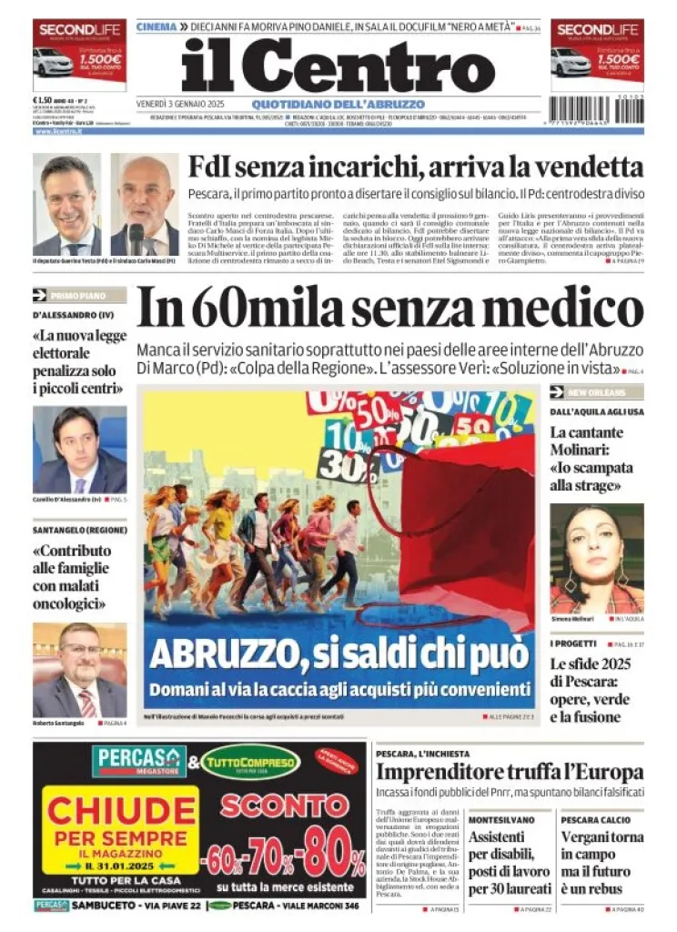 Prima-pagina-il centro-oggi-edizione-del-2025-01-03